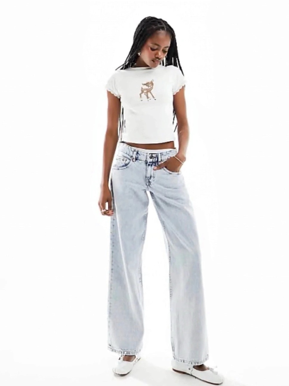 NWT Motel Low Rise Parallel Jeans Wide Leg Blue Size 26